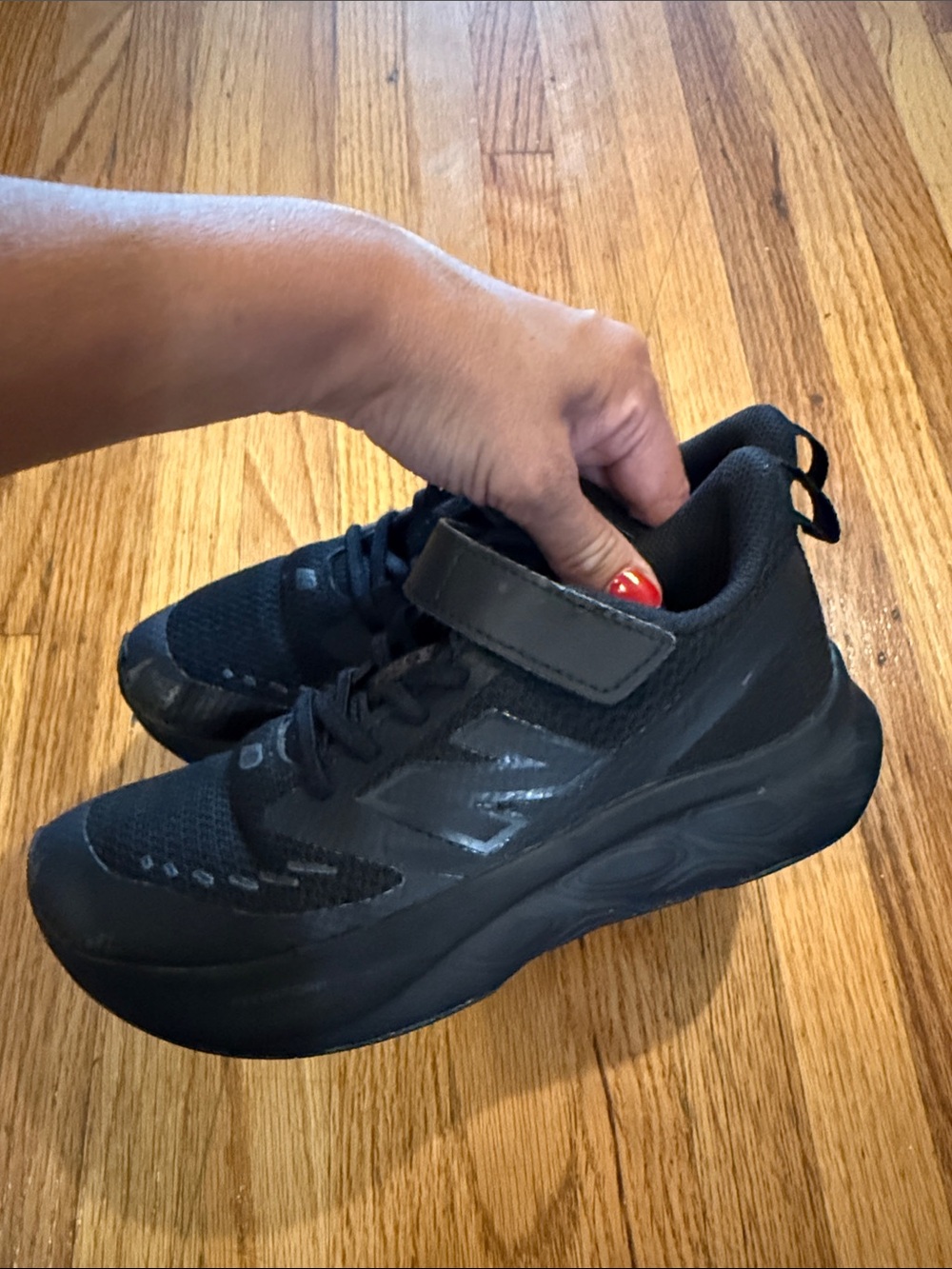 New Balance Black Kids' Sneakers with Hook-and-Loop Strap